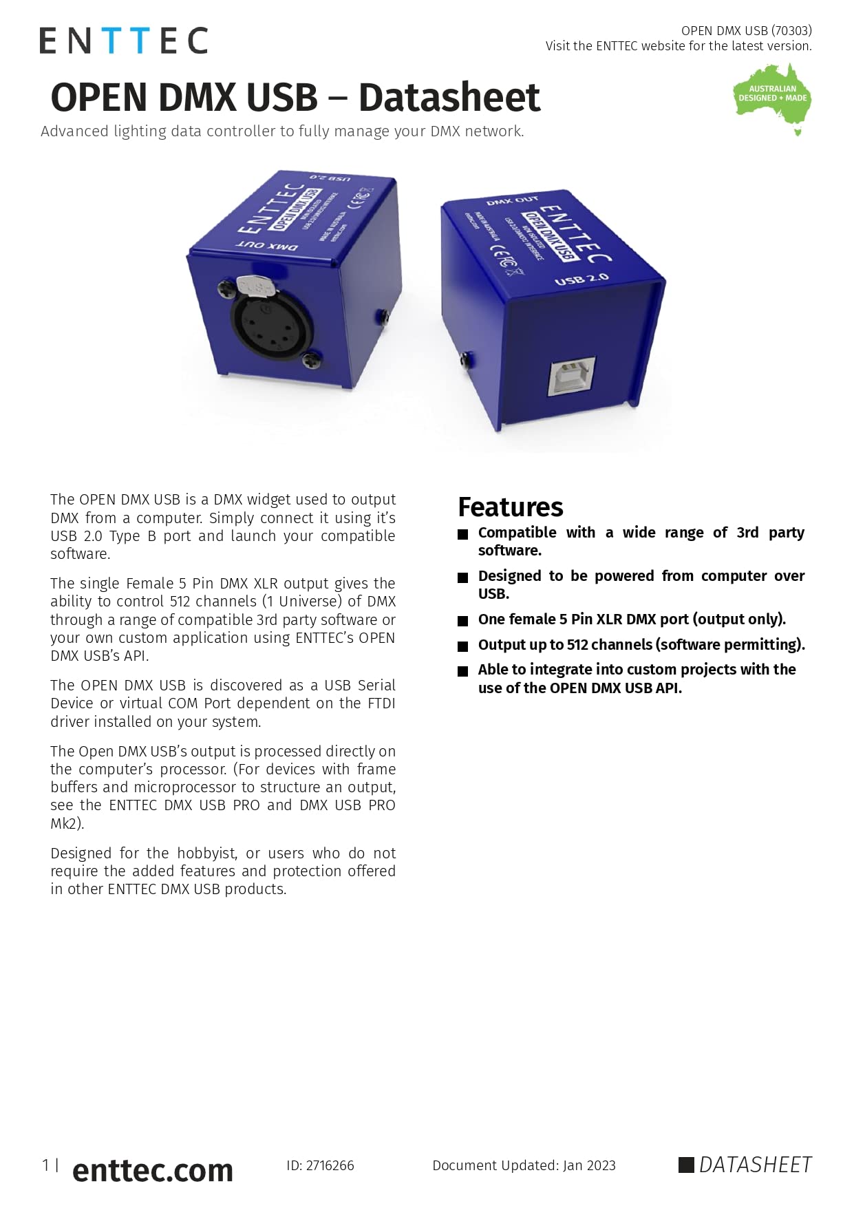 Enttec 70303 Open Dmx Interface & Sirs E 70029 5P Male To 3P Female Adapter (Bundle)